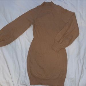 Brown body con sweater dress